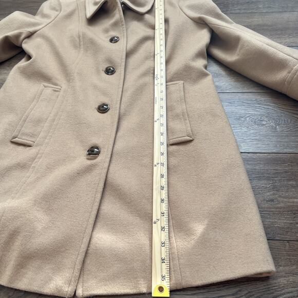 Lands’ End Coat Womens 14 Tan/Camel Button Front Mid-Length Classic Overcoat - Picture 10 of 11
